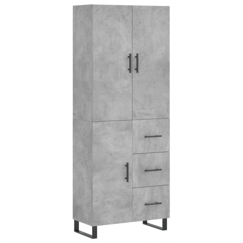 Witrynka, szarość betonu 69,5x34x180 cm materiał drewnopochodny