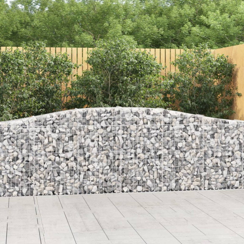 Kosze gabionowe, 7 szt, 400x30x80/100 cm, galwanizowane żelazo
