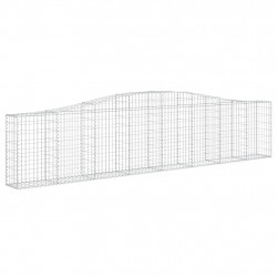Kosze gabionowe, 7 szt, 400x30x80/100 cm, galwanizowane żelazo