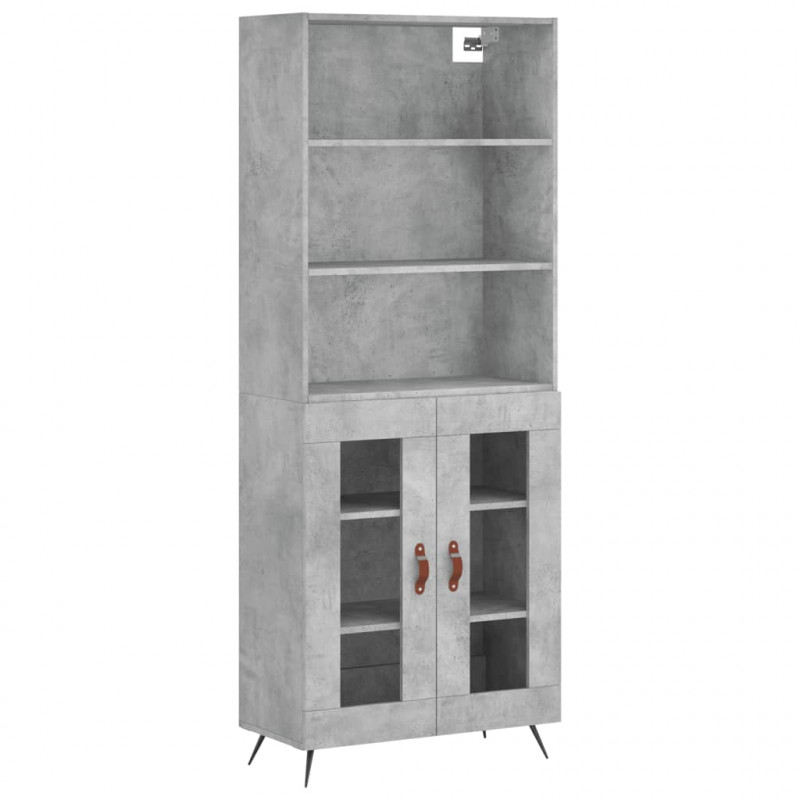 Witrynka, szarość betonu 69,5x34x180 cm materiał drewnopochodny