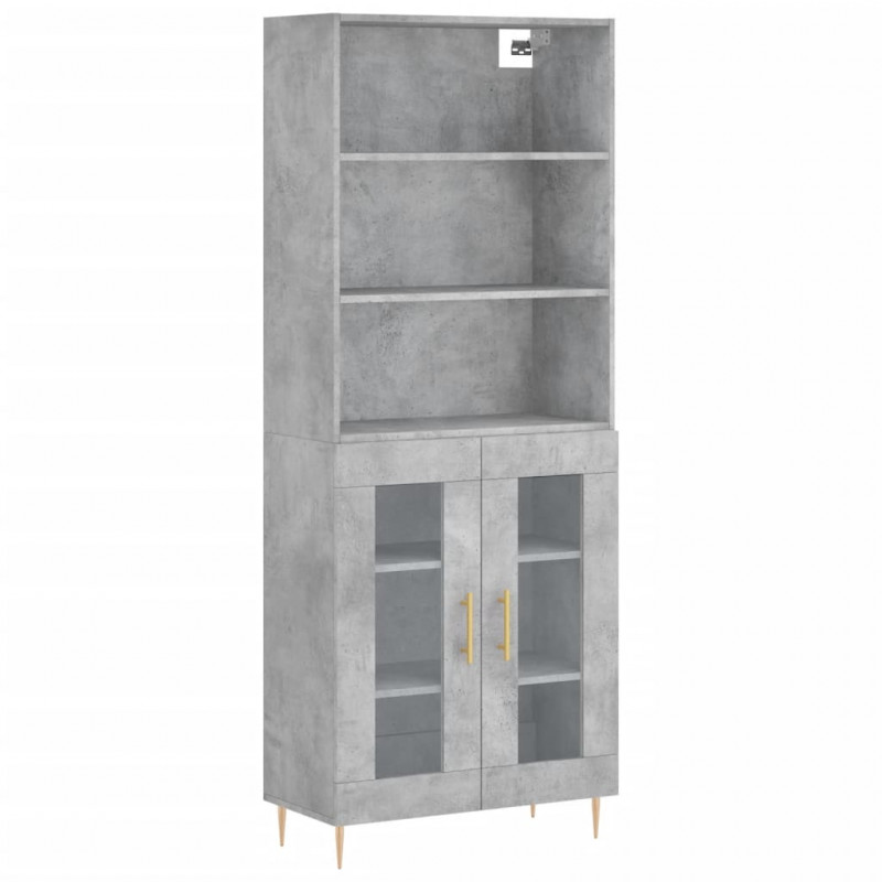 Witrynka, szarość betonu 69,5x34x180 cm materiał drewnopochodny