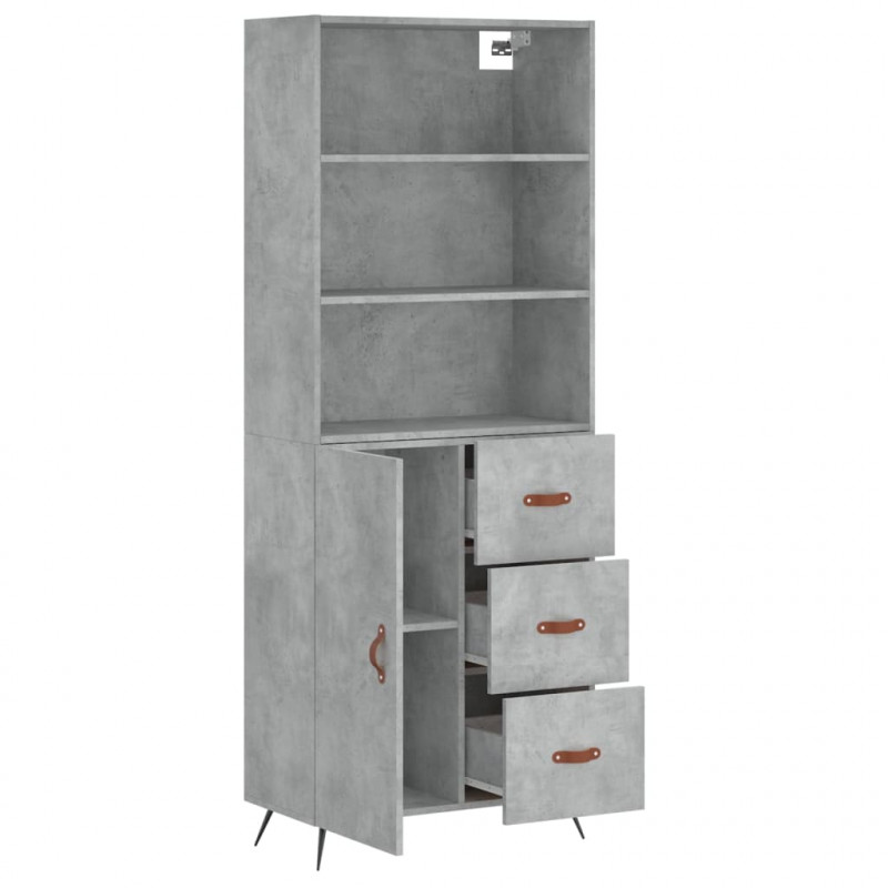 Witrynka, szarość betonu 69,5x34x180 cm materiał drewnopochodny