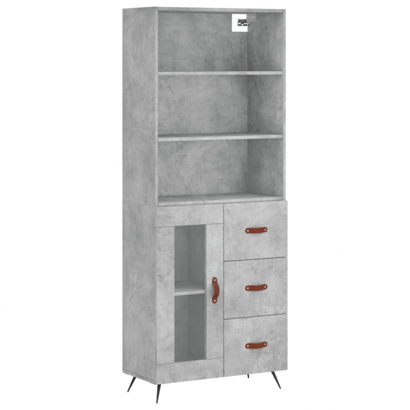 Witrynka, szarość betonu 69,5x34x180 cm materiał drewnopochodny