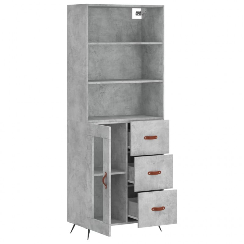 Witrynka, szarość betonu 69,5x34x180 cm materiał drewnopochodny