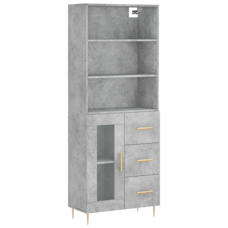 Witrynka, szarość betonu 69,5x34x180 cm materiał drewnopochodny