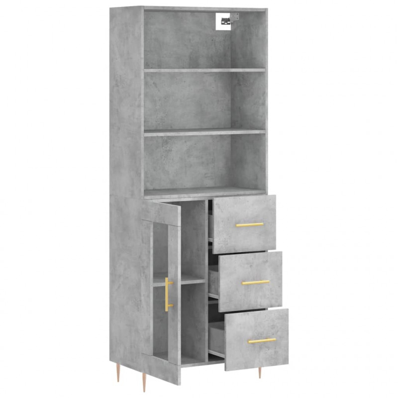 Witrynka, szarość betonu 69,5x34x180 cm materiał drewnopochodny