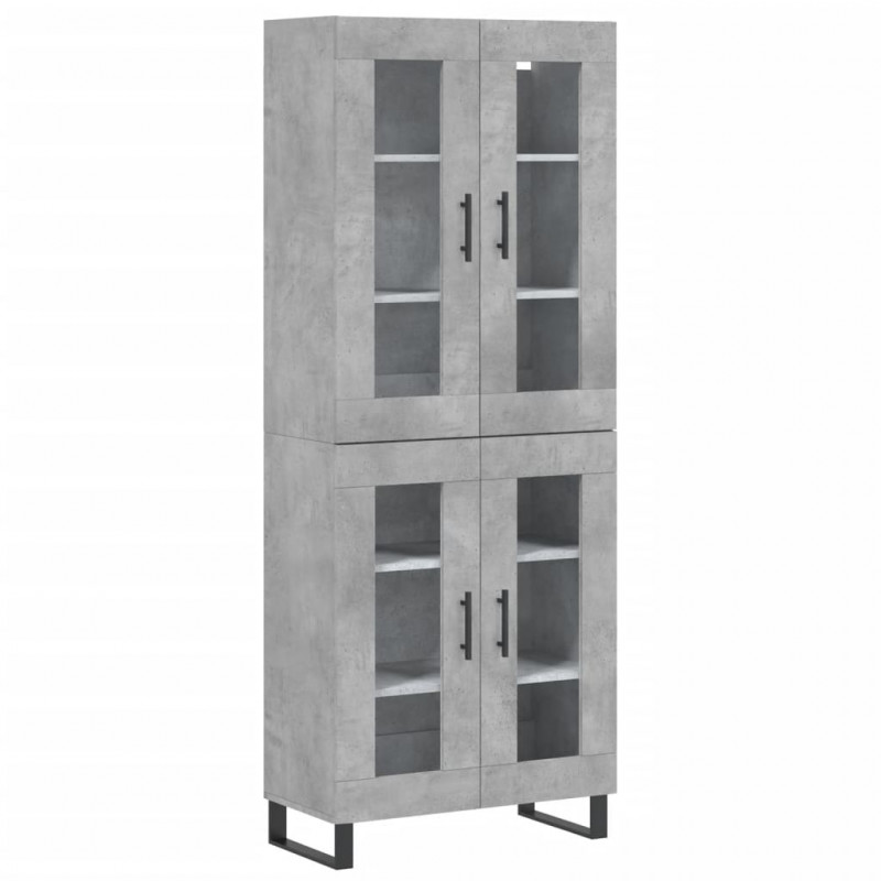 Witrynka, szarość betonu 69,5x34x180 cm materiał drewnopochodny
