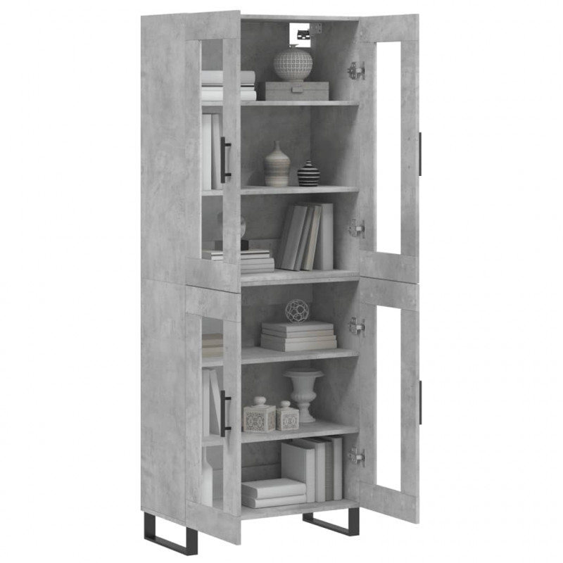 Witrynka, szarość betonu 69,5x34x180 cm materiał drewnopochodny