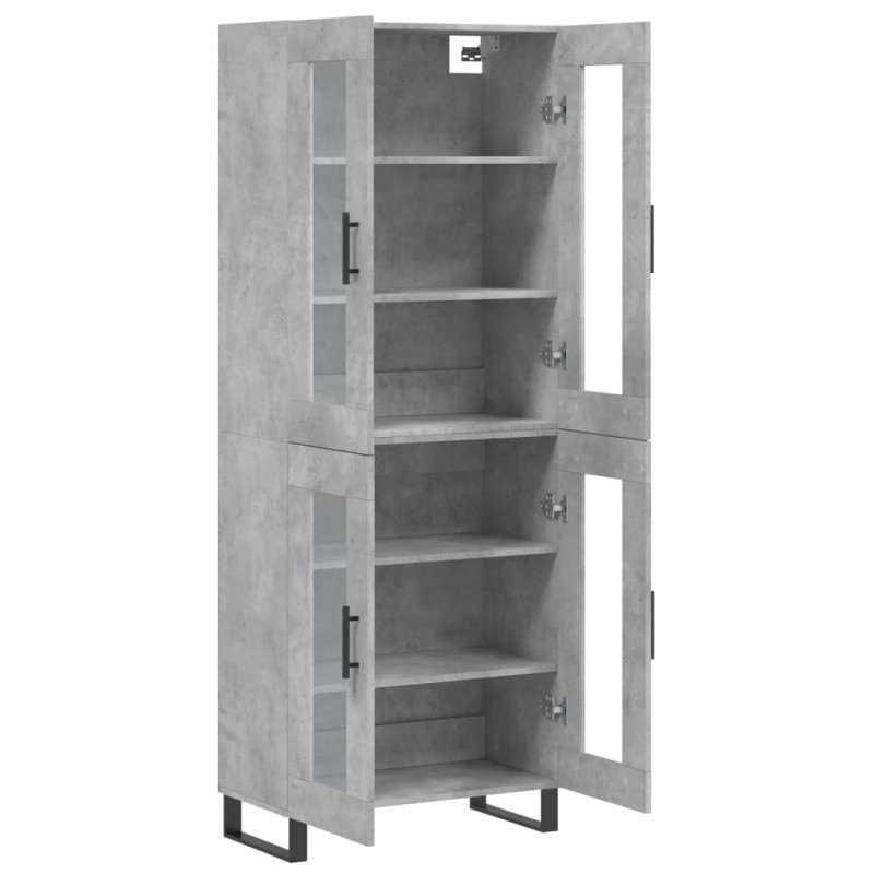 Witrynka, szarość betonu 69,5x34x180 cm materiał drewnopochodny