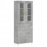 Witrynka, szarość betonu 69,5x34x180 cm materiał drewnopochodny