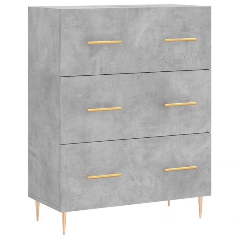 Witrynka, szarość betonu 69,5x34x180 cm materiał drewnopochodny