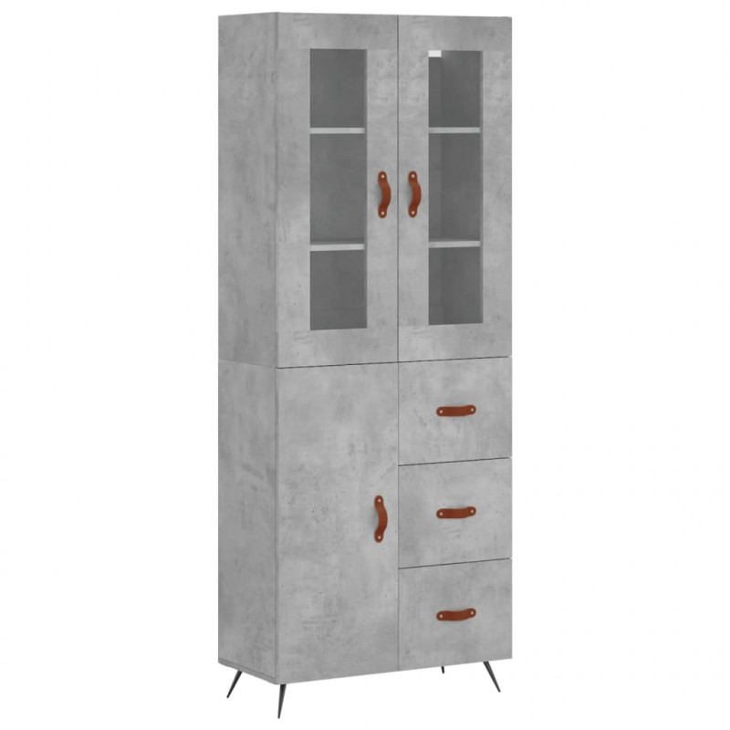 Witrynka, szarość betonu 69,5x34x180 cm materiał drewnopochodny