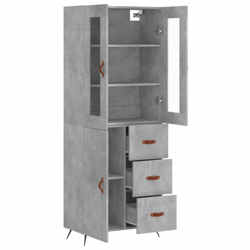 Witrynka, szarość betonu 69,5x34x180 cm materiał drewnopochodny