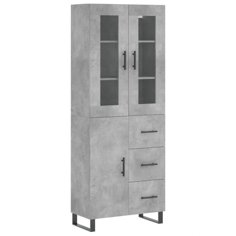 Witrynka, szarość betonu 69,5x34x180 cm materiał drewnopochodny