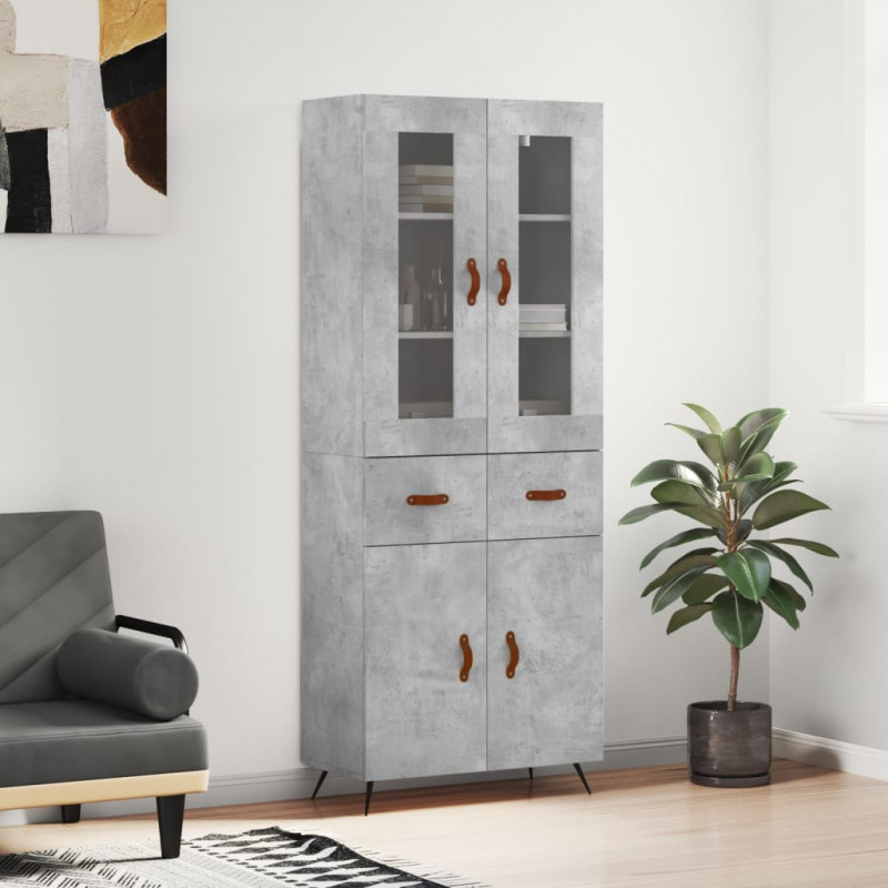 Witrynka, szarość betonu 69,5x34x180 cm materiał drewnopochodny
