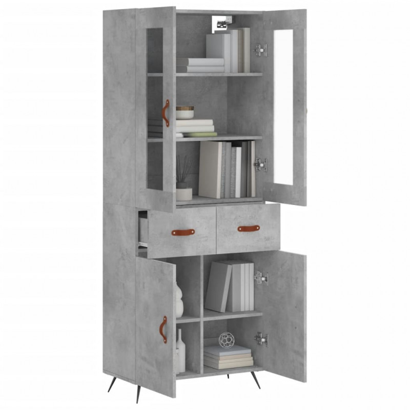 Witrynka, szarość betonu 69,5x34x180 cm materiał drewnopochodny