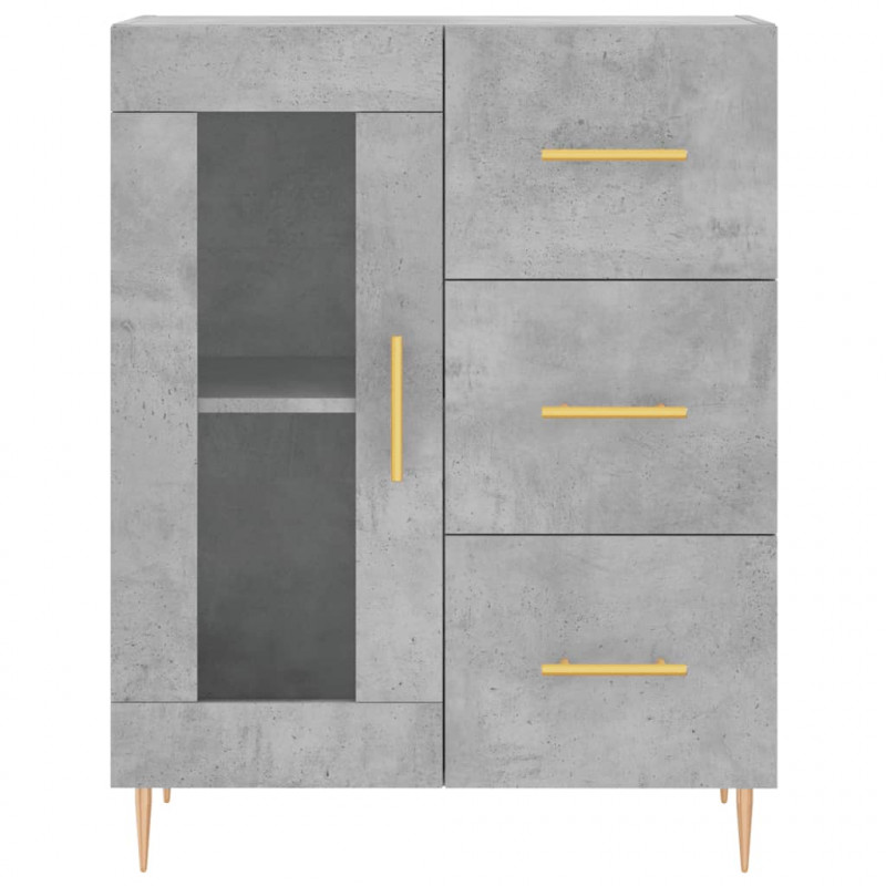 Witrynka, szarość betonu 69,5x34x180 cm materiał drewnopochodny