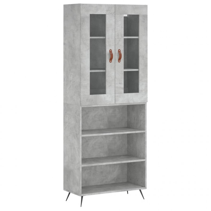 Witrynka, szarość betonu 69,5x34x180 cm materiał drewnopochodny