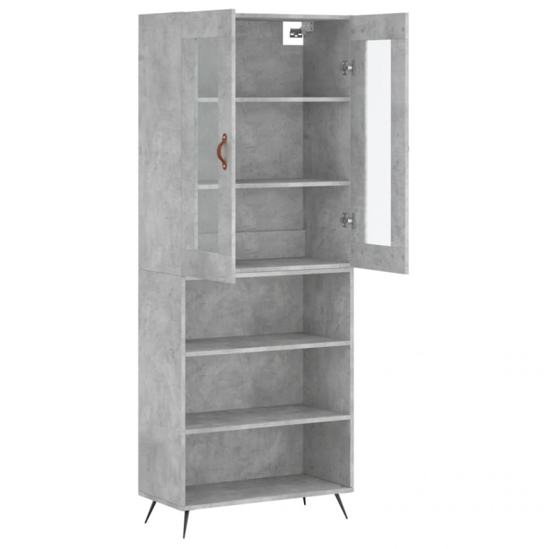 Witrynka, szarość betonu 69,5x34x180 cm materiał drewnopochodny
