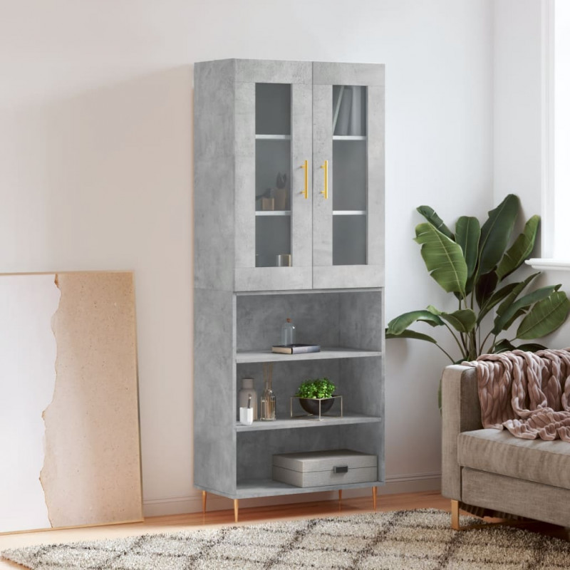Witrynka, szarość betonu 69,5x34x180 cm materiał drewnopochodny