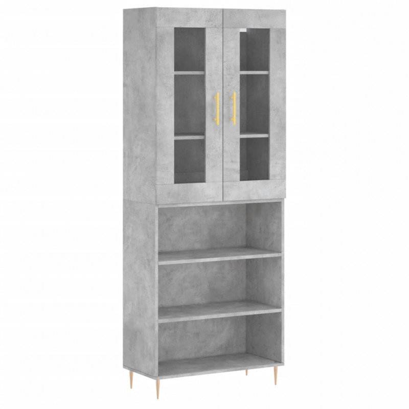 Witrynka, szarość betonu 69,5x34x180 cm materiał drewnopochodny
