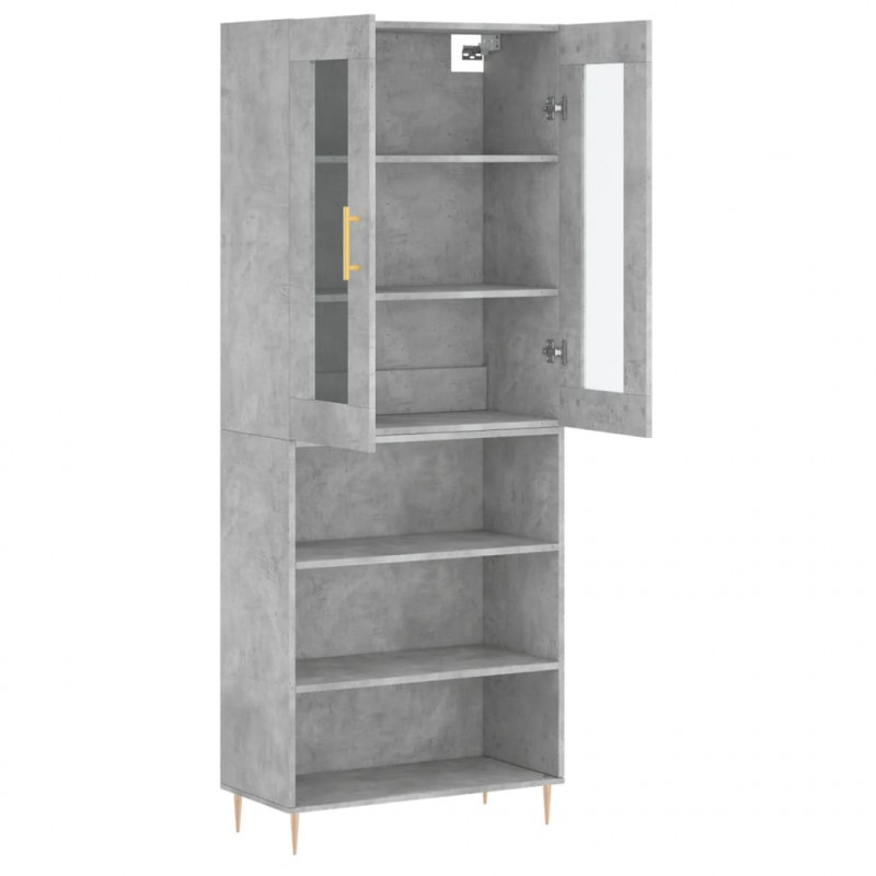 Witrynka, szarość betonu 69,5x34x180 cm materiał drewnopochodny