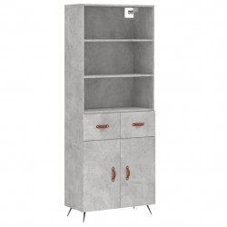 Witrynka, szarość betonu 69,5x34x180 cm materiał drewnopochodny