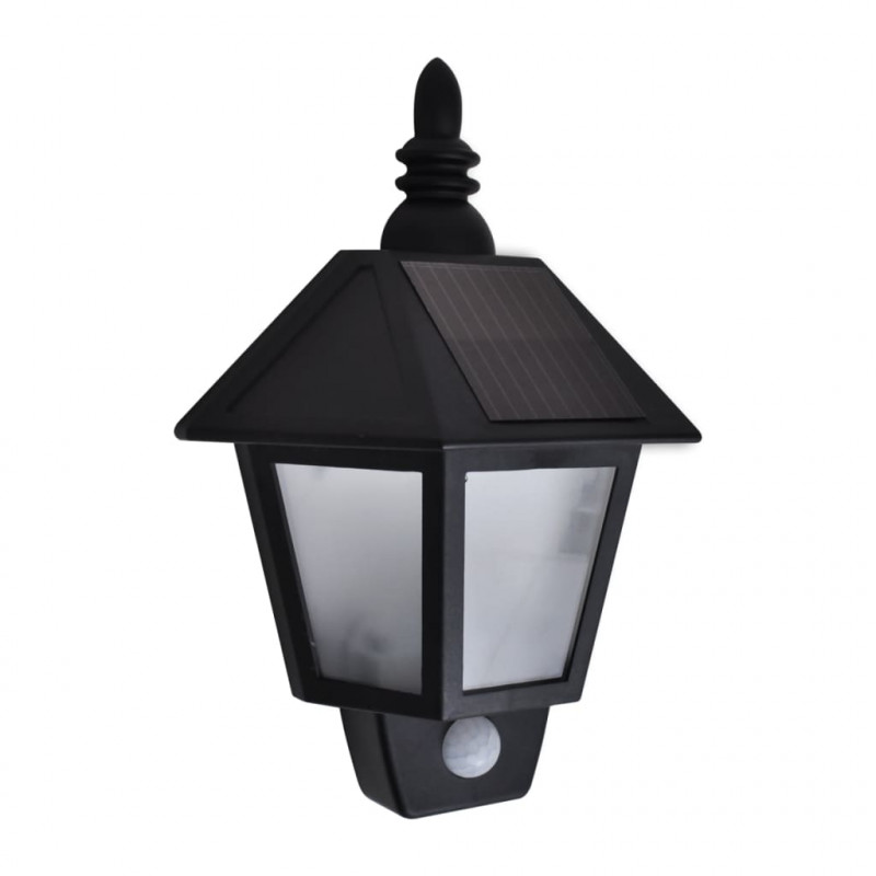 Ścienne lampy solarne, 2 szt., z detektorem ruchu, czarne