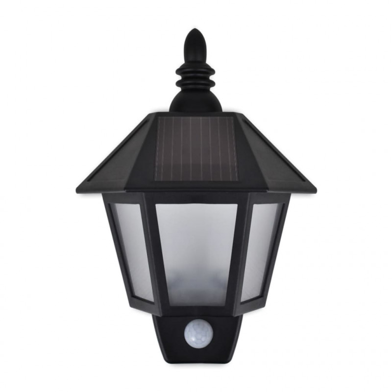 Ścienne lampy solarne, 2 szt., z detektorem ruchu, czarne