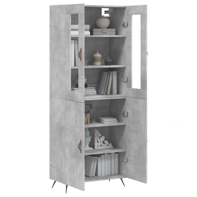 Witrynka, szarość betonu 69,5x34x180 cm materiał drewnopochodny