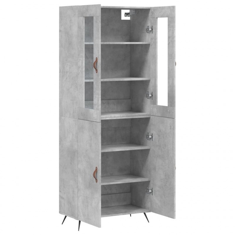 Witrynka, szarość betonu 69,5x34x180 cm materiał drewnopochodny