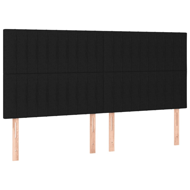 Łóżko kontynentalne z materacem, czarne, tkanina, 200x200 cm