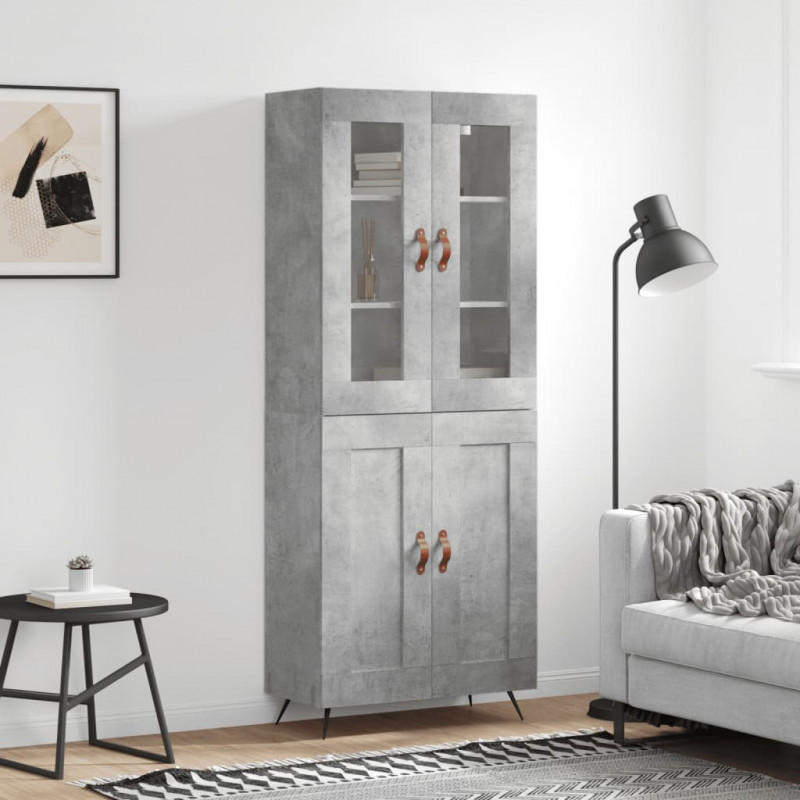 Witrynka, szarość betonu 69,5x34x180 cm materiał drewnopochodny