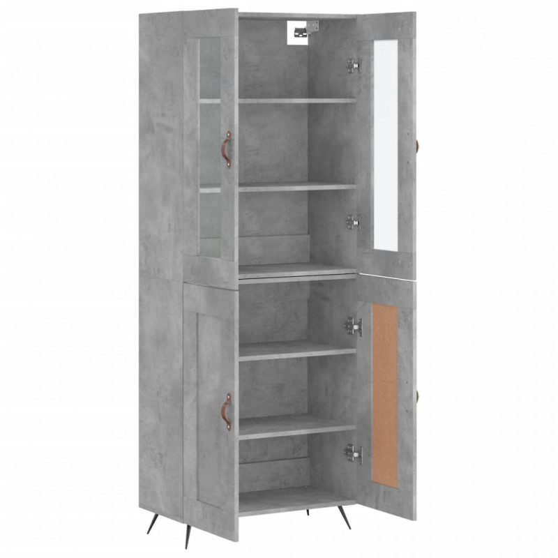 Witrynka, szarość betonu 69,5x34x180 cm materiał drewnopochodny
