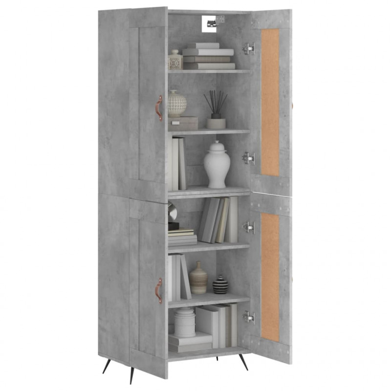 Witrynka, szarość betonu 69,5x34x180 cm materiał drewnopochodny