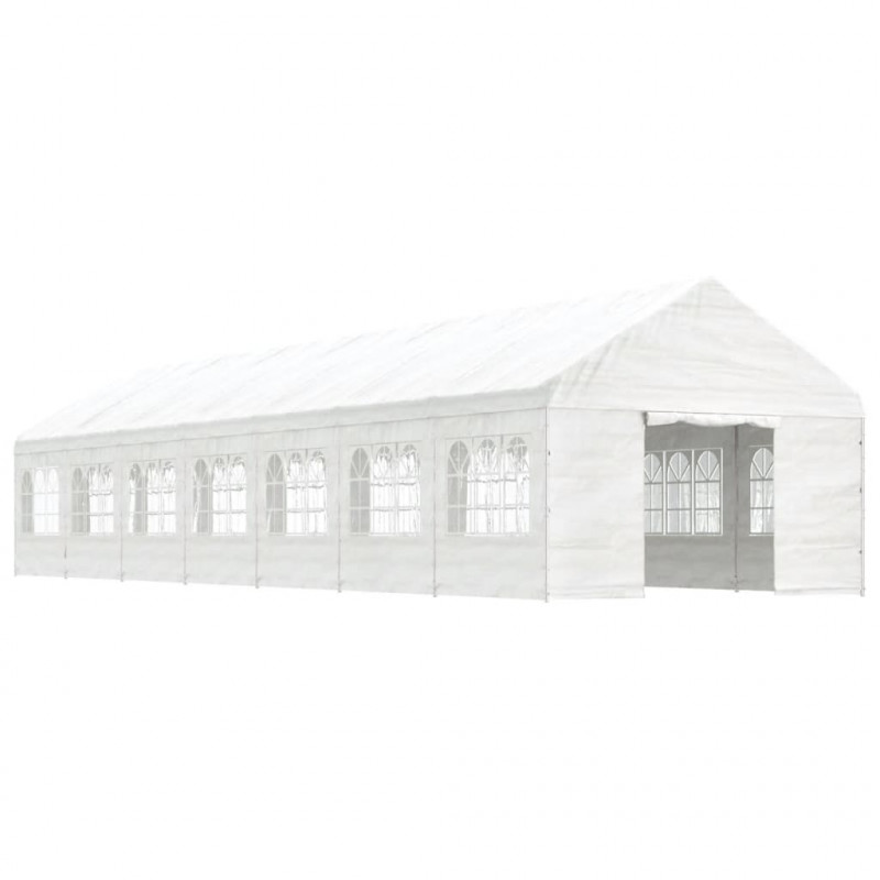 Namiot ogrodowy z dachem, biały, 15,61x4,08x3,22 m, polietylen