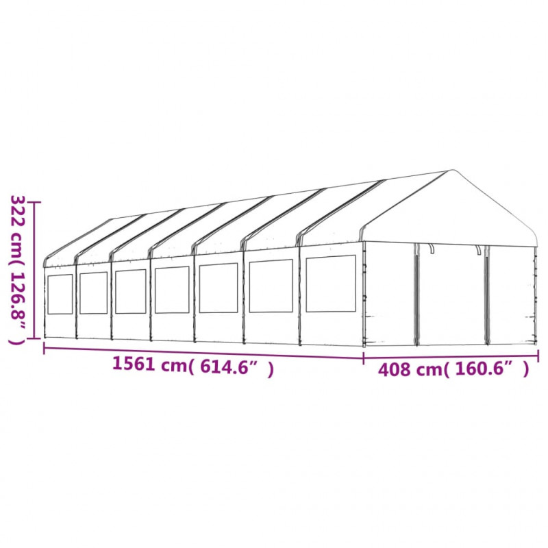 Namiot ogrodowy z dachem, biały, 15,61x4,08x3,22 m, polietylen