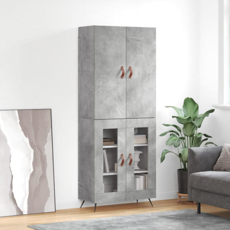 Witrynka, szarość betonu 69,5x34x180 cm materiał drewnopochodny
