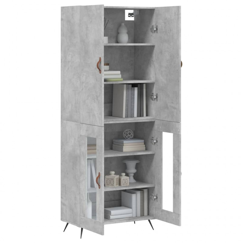 Witrynka, szarość betonu 69,5x34x180 cm materiał drewnopochodny
