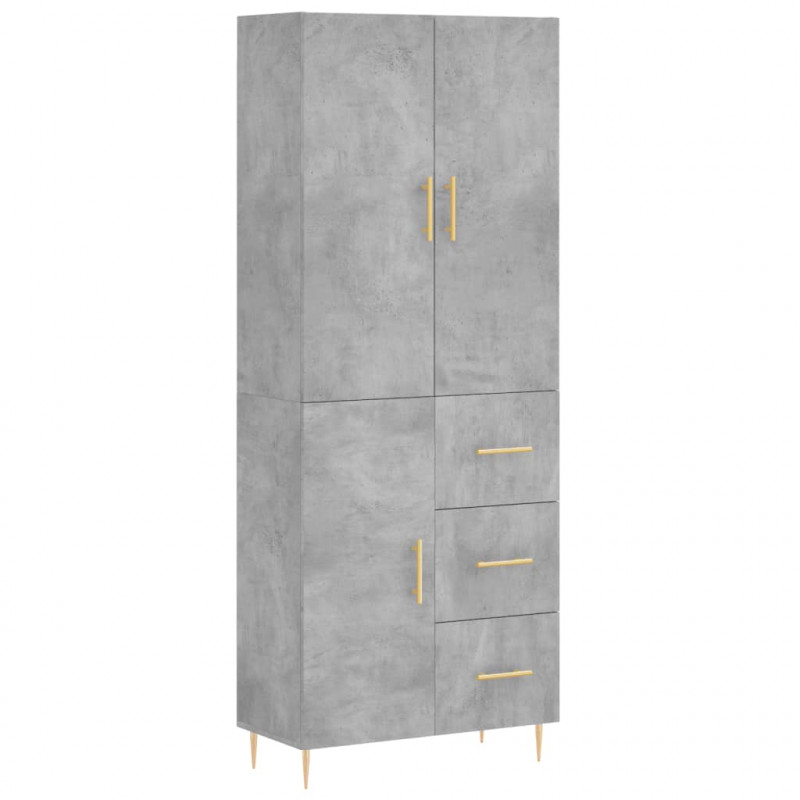 Witrynka, szarość betonu 69,5x34x180 cm materiał drewnopochodny