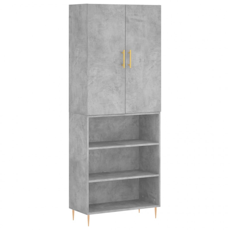 Witrynka, szarość betonu 69,5x34x180 cm materiał drewnopochodny