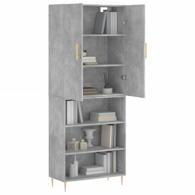 Witrynka, szarość betonu 69,5x34x180 cm materiał drewnopochodny