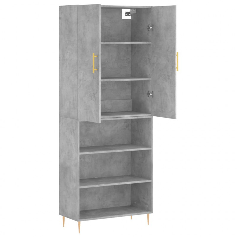 Witrynka, szarość betonu 69,5x34x180 cm materiał drewnopochodny