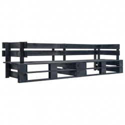 Ogrodowa sofa 2-osobowa z palet, czarna, drewno