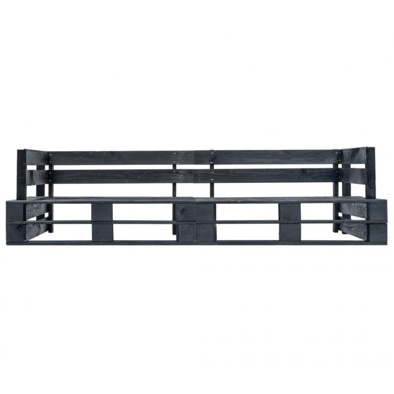 Ogrodowa sofa 2-osobowa z palet, czarna, drewno