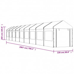 Namiot ogrodowy z dachem, biały, 20,07x2,28x2,69 m, polietylen