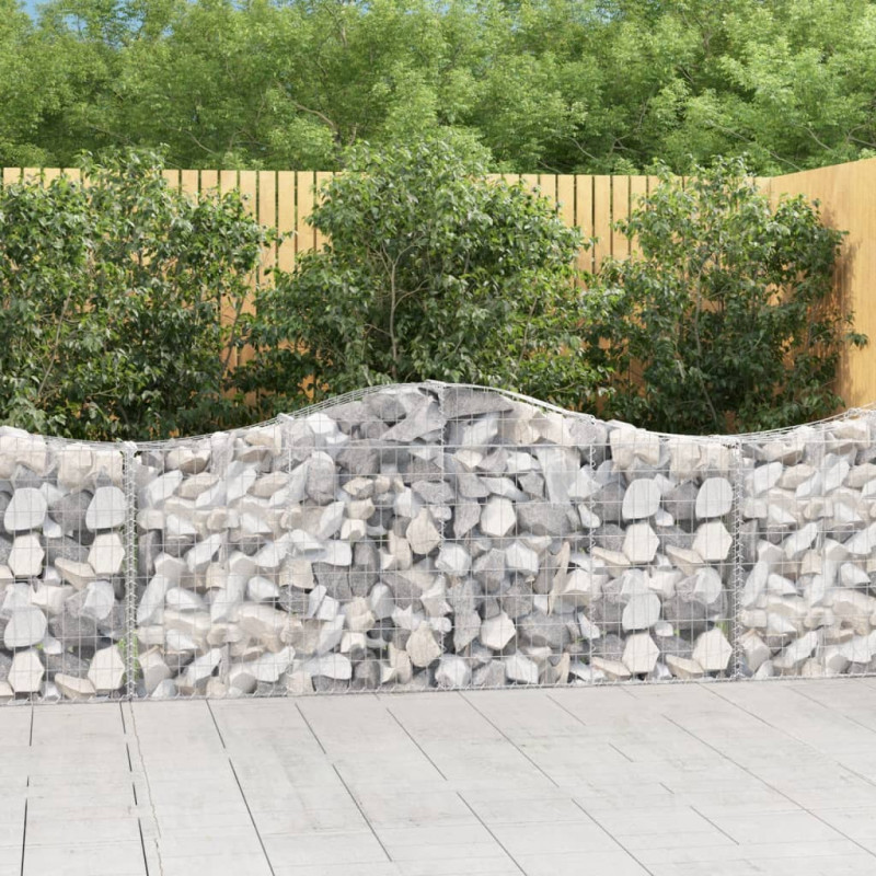 Kosze gabionowe, 11 szt, 200x30x80/100 cm, galwanizowane żelazo