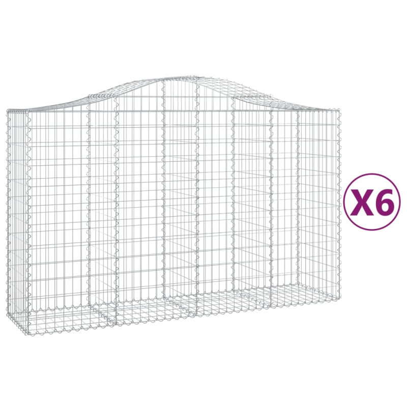 Kosze gabionowe, 6 szt, 200x50x120/140 cm, galwanizowane żelazo