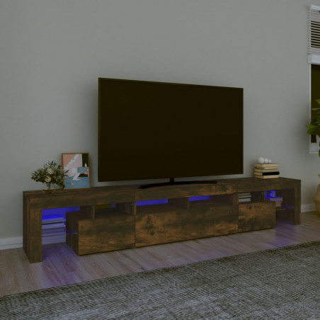 Szafka pod TV z oświetleniem LED przydymiony dąb 230x36,5x40 cm