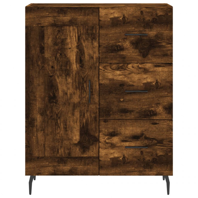Witrynka przydymiony dąb 69,5x34x180 cm materiał drewnopochodny